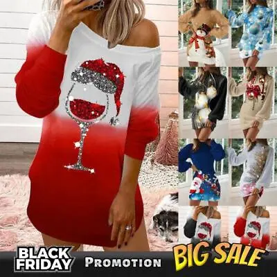 £13.69 • Buy Womens Christmas Jumper Dress Bodycon Ladies Xmas Santa Long Sleeve Mini Dresses