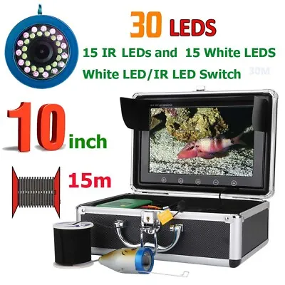 10  HD 15M Fish Finder Underwater Fishing Camera 15pcs White LED+15pcs IR LED • $168.99