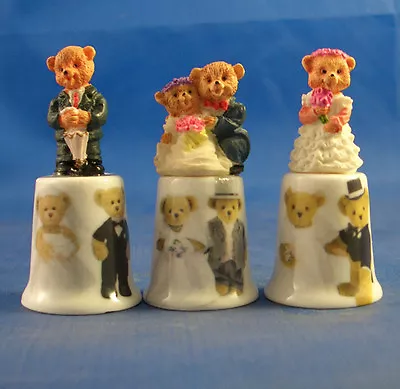 £9.95 • Buy Birchcroft Thimbles -- Set Of Three  -- Model Top Wedding Couples