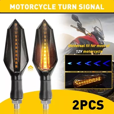 2X Motorcycle LED Turn Signals Lamp Amber Brake Lights 2-Side Sequential Flowing • $10.99