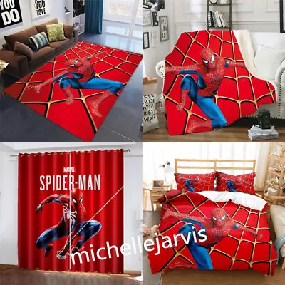3D Spiderman Superhero Marvel Bedding Set Quilt Cover Carpet Blanket Curtains AU • $13.79