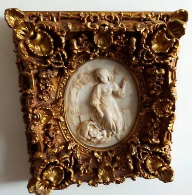 Antique Victorian Gold Gesso Ornate Frame With Marble Insert Mother With Child • $349.99