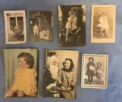 Vintage Lot 7 Photos Snapshots Child Girls Santa Christmas Tree • $20