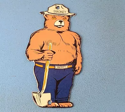 Vintage Smokey The Bear Sign - Porcelain Forest Fires Gas Oil Service Pump Sign • $142.47