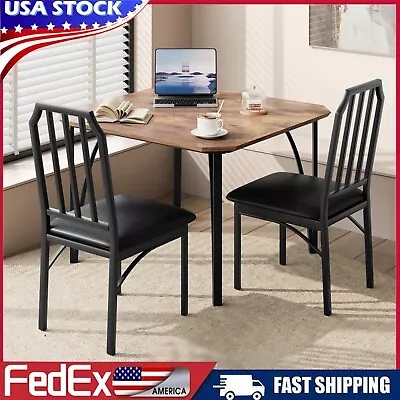 Dining Set For 2 Table And 2 Upholstered Chairs Small Space Kitchen Breakfast • $119.99