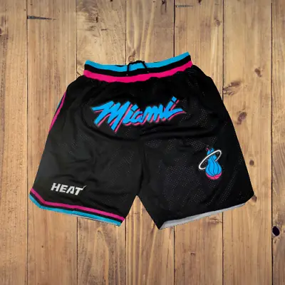 Miami Heat Vintage Stitched Basketball Shorts - Black New • $35.99