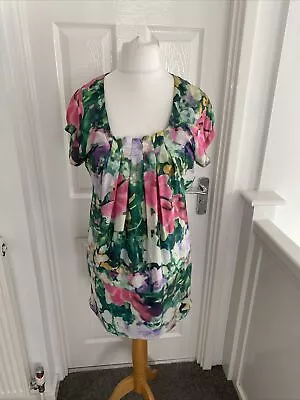 ❤️‍🩹Zara Multicoloured Floral Silk Dress Size Small❤️‍🩹 • £3.99