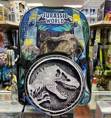 JURASSIC WORLD T-REX DINOSAURS 16  Backpack - Detachable Insulated Lunch Bag • $22.99