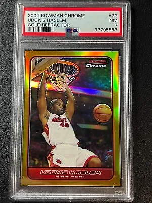 Udonis Haslem Psa 7 2006 Bowman Chrome #73 Gold Refractor Heat 32/50 • $47.99