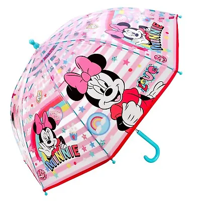 Minnie Mouse Love Poe Umbrella Clear Bubble Licensed Kids Childrens Girls • £9.99