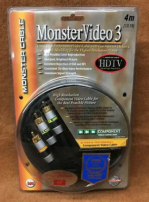 NOS NEW Monster Cable MV3CV-4M  VIDEO 3 Series  Component Video Cable - 4 Meter • $29.99