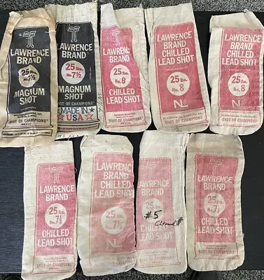 9 Vintage Lawrence  Chilled Lead Shot Canvas Bags No 7 1/2/No8 Magnum Shot 7 1/2 • $22.99