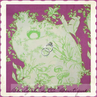 BonEful Fabric Cotton Purple Green Owl Tree Easter Toile Bohemian VTG SALE SCRAP • $0.59