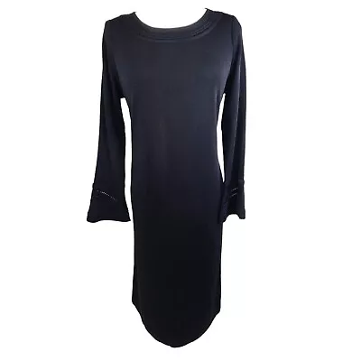 Exclusively Misook Classic Acrylic Knit Long Bell Sleeve Maxi Dress XS Black • $64.78