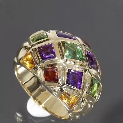 CHANEL MATRASSE MULTICOLOR RING No. 13 Yellow Gold 18K Vintage E0912 • $4389