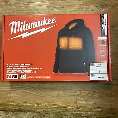 Milwaukee M12 US Size L Men's Heated Hoodie Kit - Black (306B-21L)  & Battery • $135.99