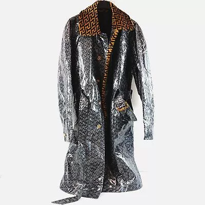 Versace Jacket With Milan Greca Print W/ Faux Fur In Black/Multi - EU Women's 48 • $249.99