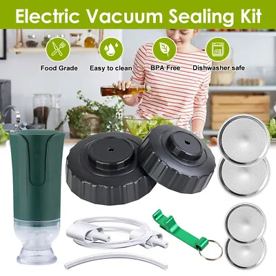 $19.99 • Buy Electric Jar Vacuum Sealer Food Vacuum Saver Can Sealer Jar Seal Pump Kit