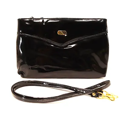 Vtg Magid Convertible Handbag Women M Black Patent Leather Purse Clutch Bag • $14.21