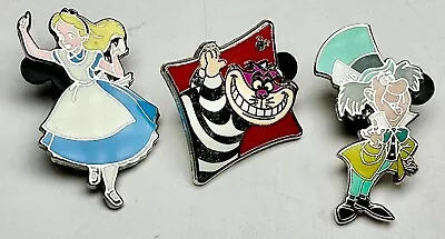 Collect Disney 3pc Alice In Wonderland ALICE MAD HATTER CHESHIRE Pin Set • $25.99