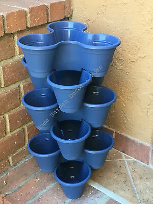 Stackable Vertical Planter Plastic 6 Tier Garden Flower Pots Indoor Outdoor BLUE • $27.99