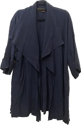 Hampstead Bazaar Open Kimono Navy Blue Waterfall Short Sleeve Tassel Boho Size L • £65
