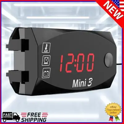 12V Motorcycle Electronic Clock Dust-proof 3 In 1 Digital Display (Red) • $7.98