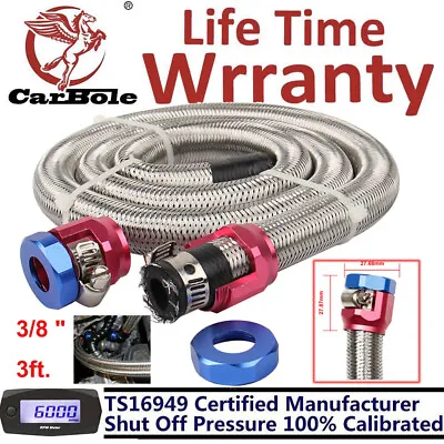 Flexible 3/8inch Stainless Steel Braided Brake Gas/Oil/Fuel Line Hose Universal • $15.99