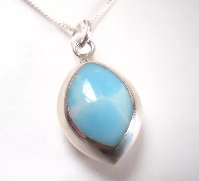 Reversible Mother Of Pearl And Simulated Larimar 925 Sterling Silver Necklace • $19.99