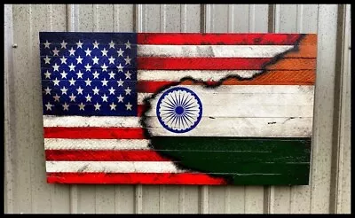 American/India Flag American Flag Rustic American Flag Rustic India Flag Ind • $199.80