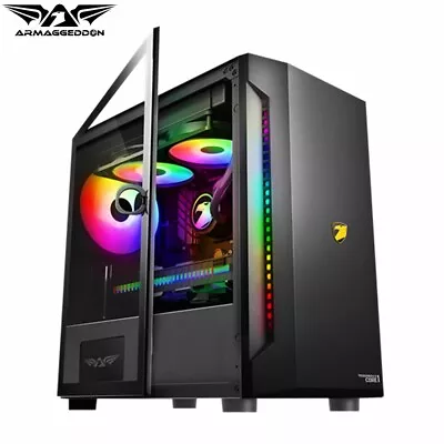 PC Case Armaggeddon Tessarraxx Core 1 Tempered Glass MATX Case Glass Side Panel • $89.95