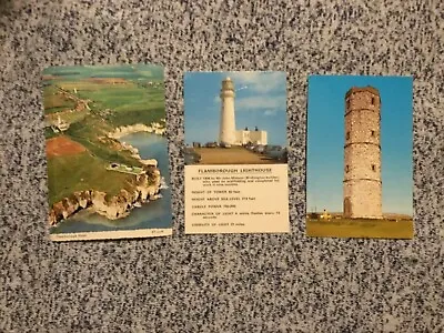 GB Postcards. Three Unused Flamborough. East Yorkshire Lighthouses. 1960's. • £1.19