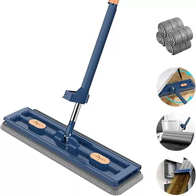 Large Flat Mop 360°Rotating Magic Self Wringing Mop With 6PCS Rags Upgrade Style • $16.99