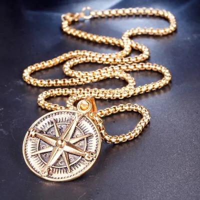 Men Women Vintage Compass Necklace Nautical Graduation Medal Pendant • $12.99