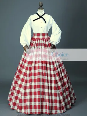 Victorian Civil War Dickens Tartan Day Dress Pioneer Women Theater Costume 314 • $195