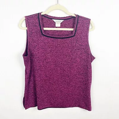 Exclusively Misook Womens Pink Black Shell Tank Top Acrylic Size XL Square Neck • $31.49