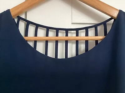 Ladies Warehouse Navy  Chiffon Dress  Size 14 36” Long 18”  Pit-Pit  See Details • £5.75