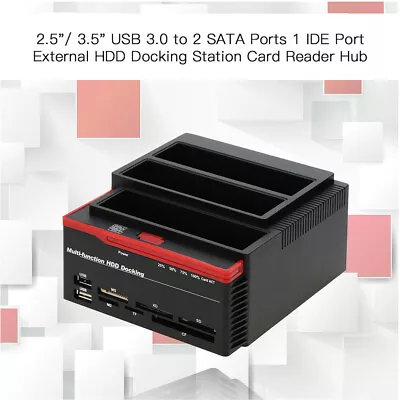 3-Bay USB 3.0 Hard Drive Card Reader Multi-Function HDD Docking Station IDE SATA • $35.71