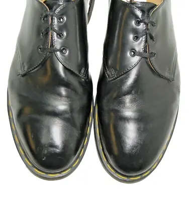 Sz 13 M DR DOC MARTNES Men's Shoes Plain Toe Derby Black Leather MADE IN ENGLAND • $50
