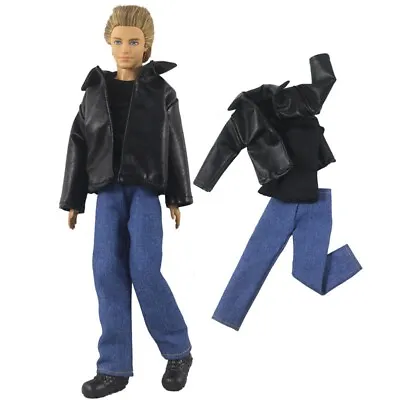 1/6 Boy Doll Clothes For Ken Doll Outfit Winter Wear Leather Coat Shirt Trousers • £6.99