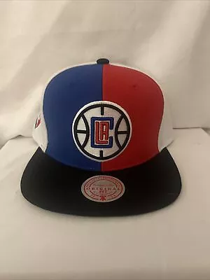LA Clippers Mitchell And Ness Team Era Pinwheel Stripe SnapBack Hat Royal • $30