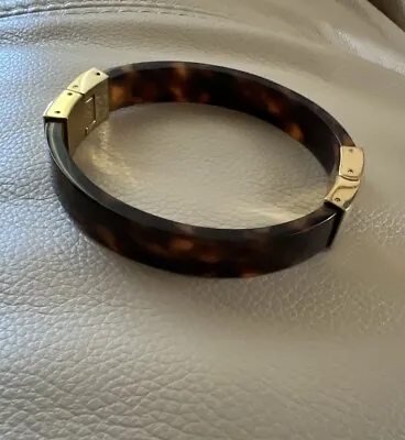 Michael Kors Faux Tortoise Shell Clamper Bangle Bracelet With Gold Tone Metal • $30