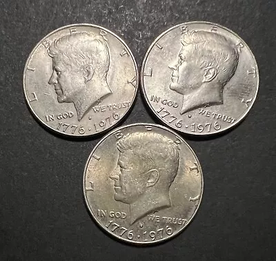 Lot Of 3 1976 Bicentennial Kennedy Half Dollars Circulated JFK 50 Cent Pieces • $0.99