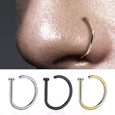 Women Men Surgical Steel Fake Piering Nose Ring  Non Piercing Nose Clip Lip Ring • £2.99