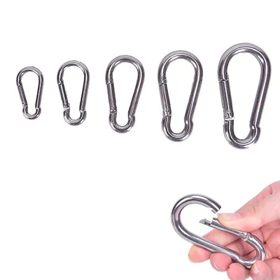 $1.11 • Buy 304 Stainless Steel Spring Carabiner Snap Hook Keychain Quick Link Lock Buckl Zk