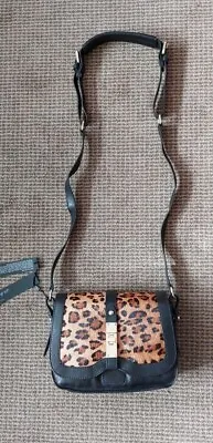 BNWT M&S AUTOGRAPH Cross Body Shoulder Camera Bag Genuine Leather Leopard Print • £34.99