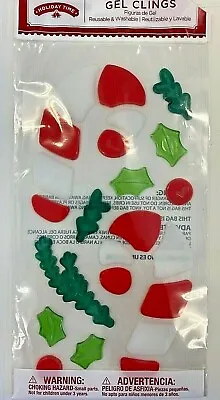 Candy Canes And Holly Window Gel Sticker Clings Party Winter Classroom Decor • $5.95