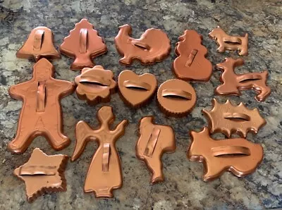 Vintage Mirro Cookie Cutters Copper Color Aluminum Mixed Lot Of 15 All Season • $15