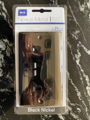 £4 • Buy BG Nexus NBN22B 2 Gang Black Nickel Switched Plug Socket 13 Amp