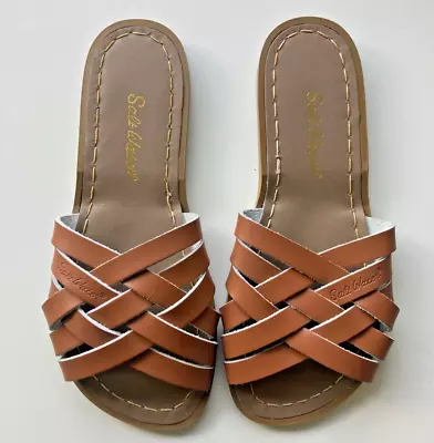 Salt Water Sandals AUS Womens Tan Brown Leather Retro Slides US6 EU36 BRAND NEW • $65